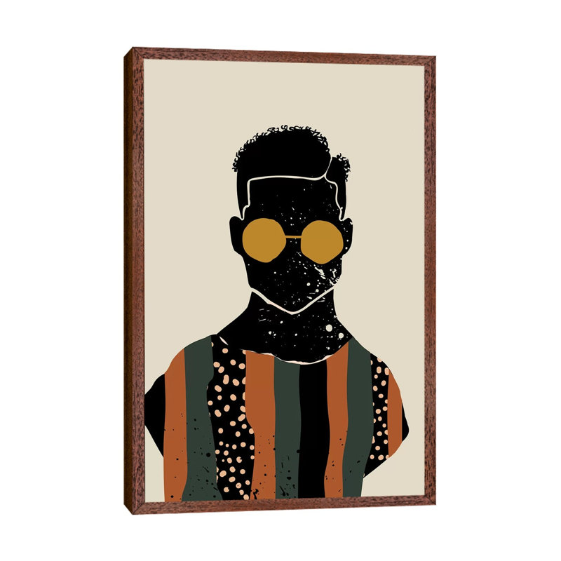 Black Hair VII by Domonique Brown - Print on Canvas, 66.04 cm H x 45.72 cm W, Classic Brown Wood Framed Canvas
