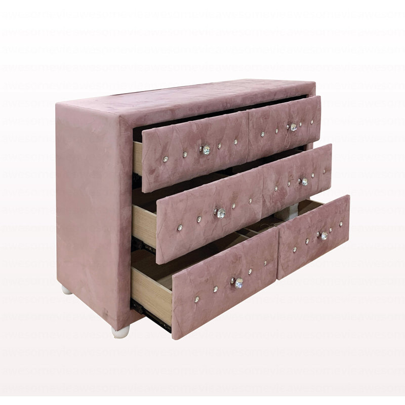 Commode en tissu rose de style moderne