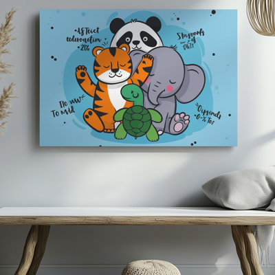 Toile, Illustration vibrante et ludique mettant en vedette un tableau d'adorables adorables animaux en voie de disparition dont un panda