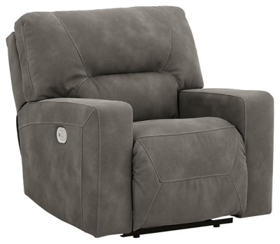 Faux Leather Power Recliner, Slate Microfiber/Microsuede