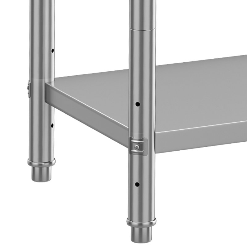 Table de préparation en acier inoxydable avec tablette réglable et dosseret pour poste de travail de cuisine