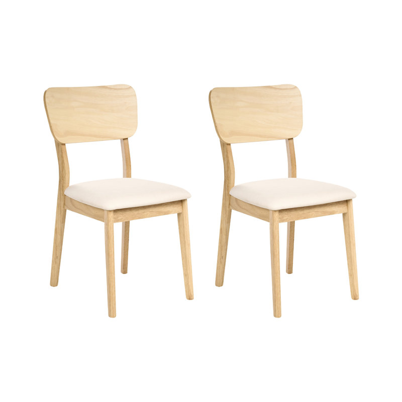47cm H Fabric Upholstered Full Back Side Chair, Beige, Natural Wood