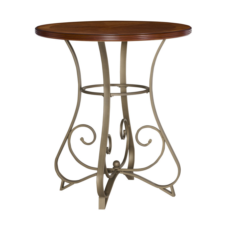 Hamilton 36" Round Cherry & Pewter Metal Pub Table