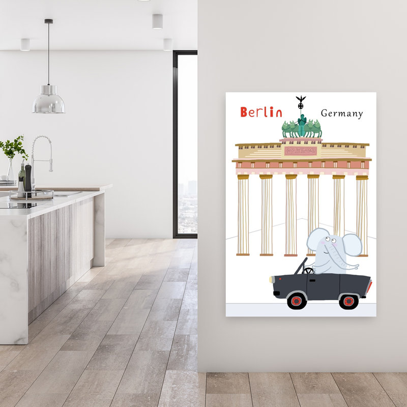 Affiche murale abstraite contemporaine représentant un éléphant sur Berlin Drive, H 48 po x l 32 po