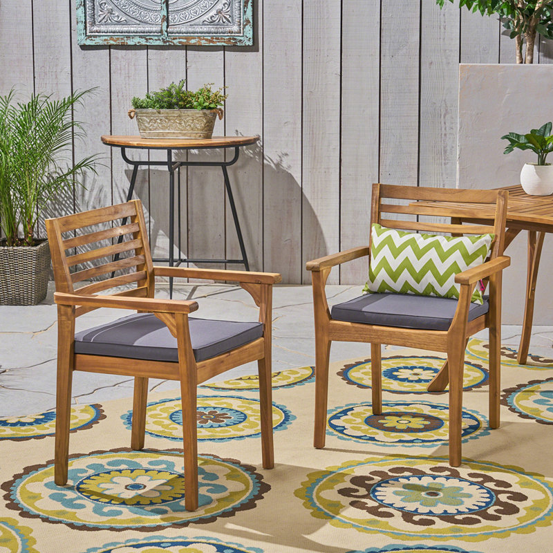 Ensemble de 2 chaises de patio en bois d'acacia, Gris