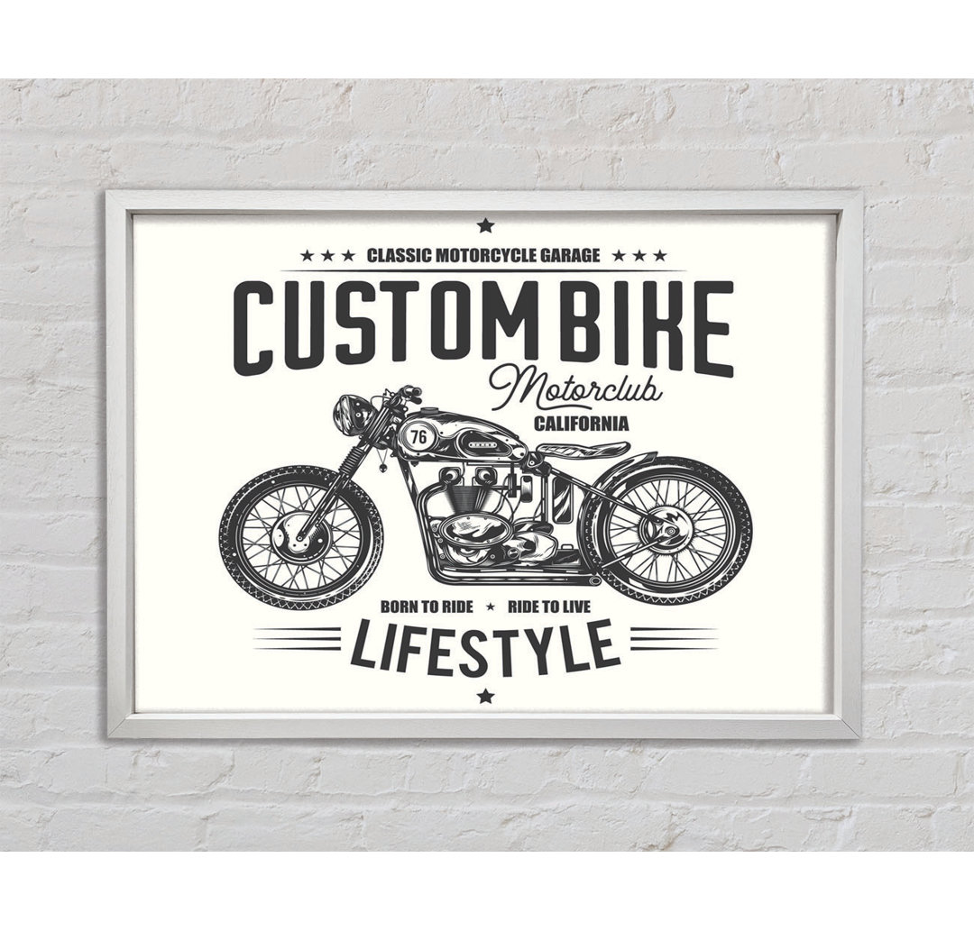 Custom Bike Motor Club - Einzelner Bilderrahmen Typografie auf Leinwand