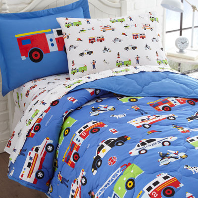 Ensemble de literie en microfibre 7 pièces avec édredon, taie d'oreiller et draps Wildkin