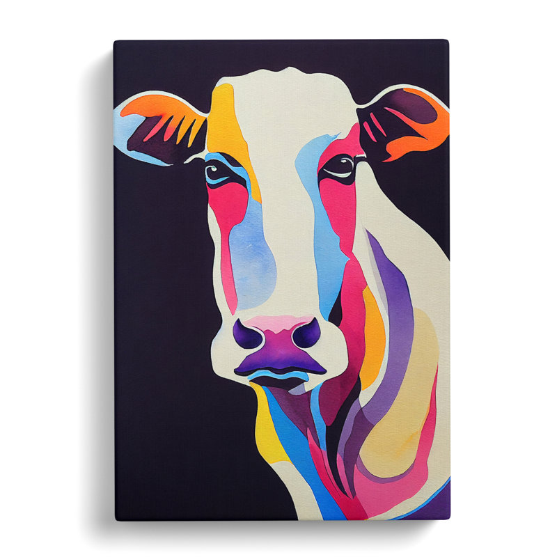 CAN-V0523-2695X Watercolour Cow - Wrapped Canvas Print, 50cm H x 35cm W x 3cm D