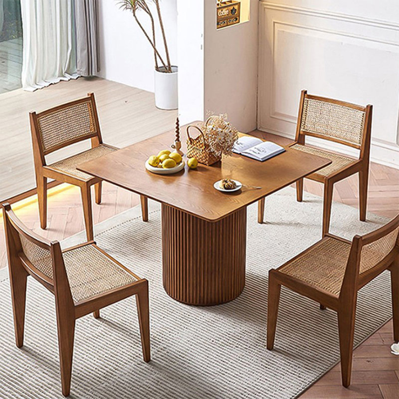 Medieval style Walnut Square Solid Wood Dining Table