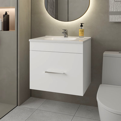 Ensemble de meuble-lavabo flottant 1 tiroir avec lavabo