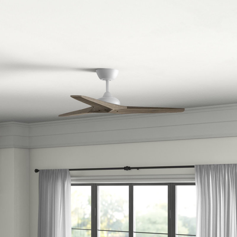 Chisel 44" Indoor/Outdoor Smart Wooden Ceiling Fan with Remote, Matte White, Weathered Wood