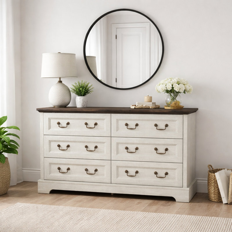 Commode de rangement à 6 tiroirs Rustic