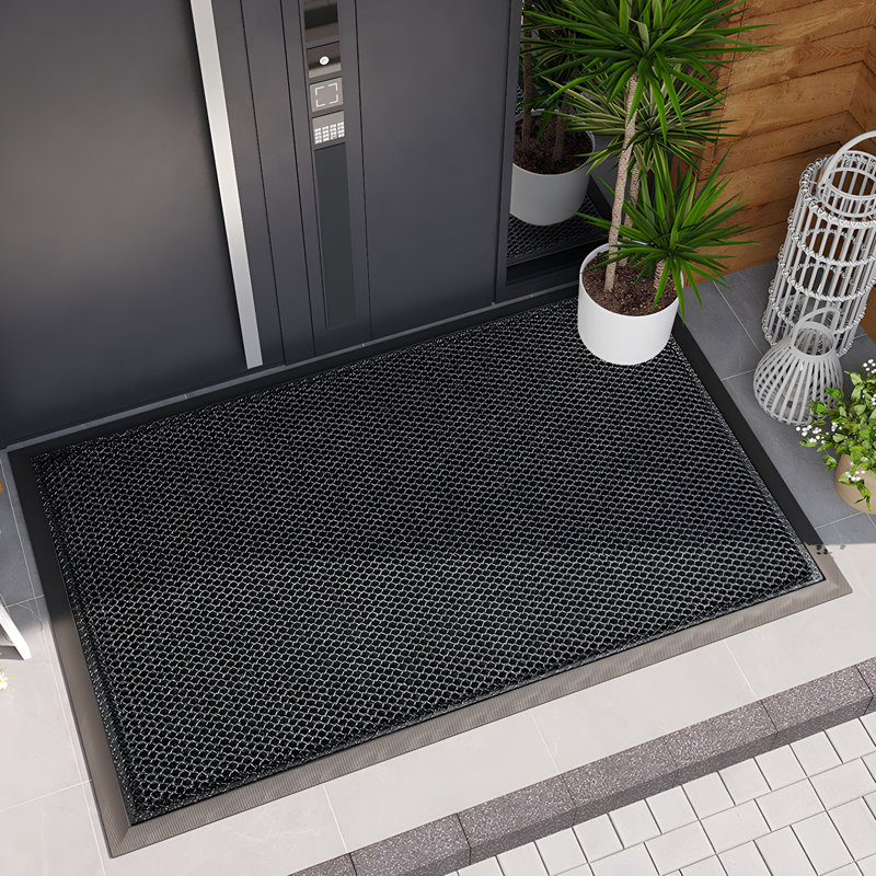 Front Door Mat 24"x35" for Outside Entrance, Heavy Duty Rubber Backing Non-Slip Muddy Mat, All-Weather Dirt & Mud Trapper