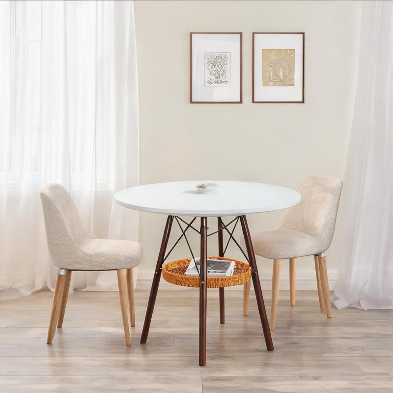 Table de salle à manger ronde 31,5 pouces avec panier de rangement tissé Minimalist