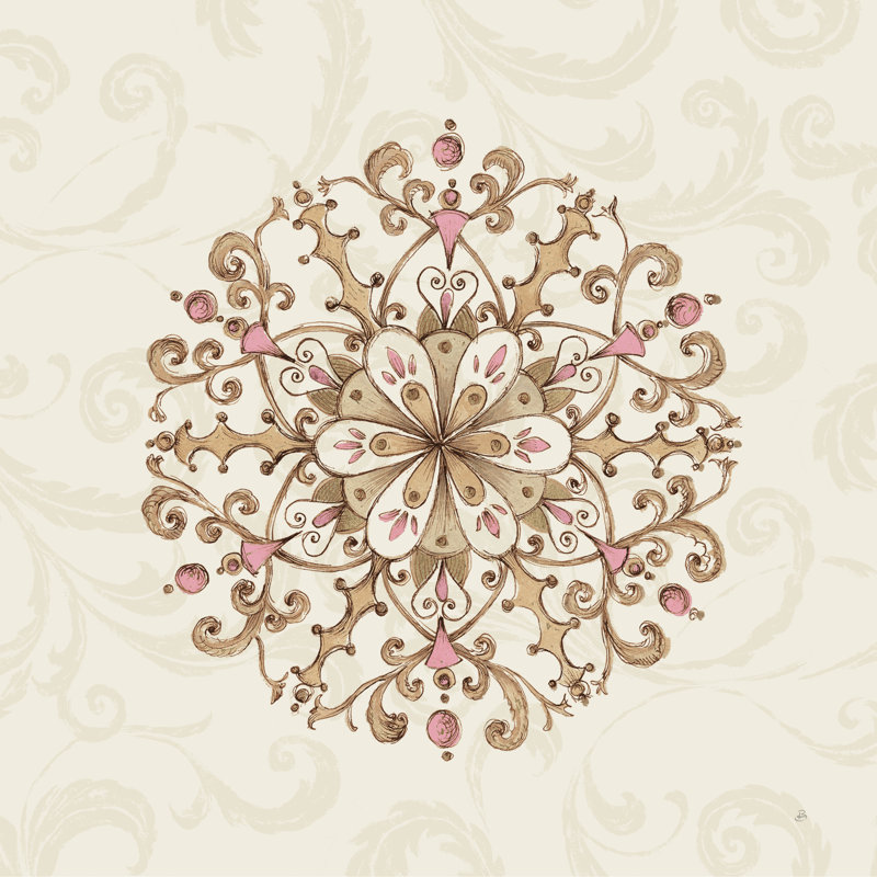 «Elegant Season Snowflake III Pink» par Daphne Brissonnet - reproduction sur toile tendue, H 20 po x l 20 po, Non