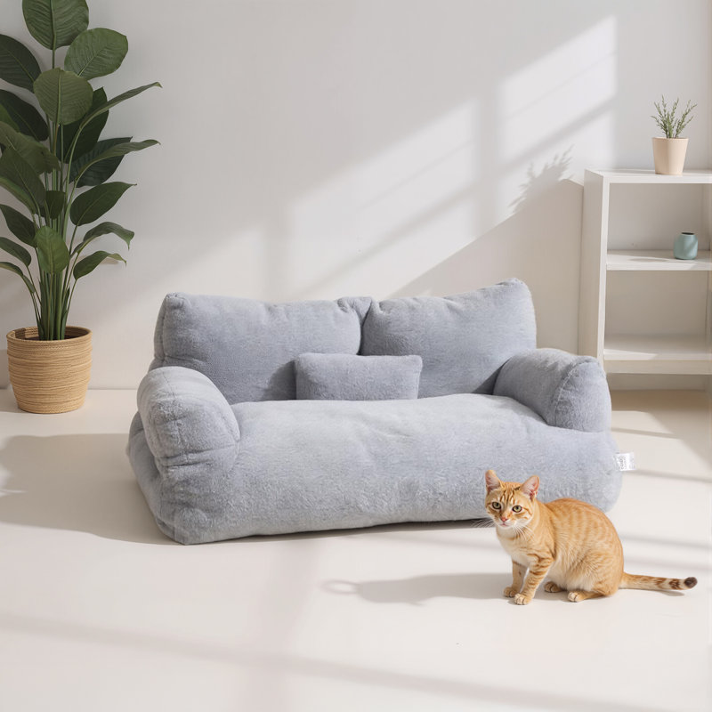 Fleece Nest Pet Bed, 28cm H x 69.5cm W x 42.5cm D, Grey