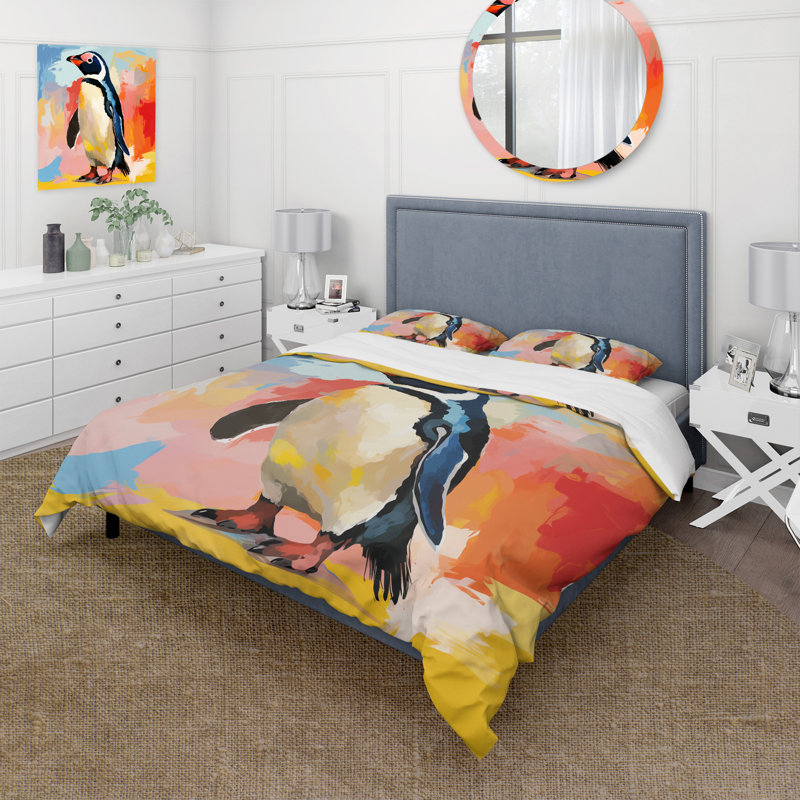 Penguin Parade Charm - Ensemble de housse de couette pingouin, Housse de couette simple + 1 taie décorative stan