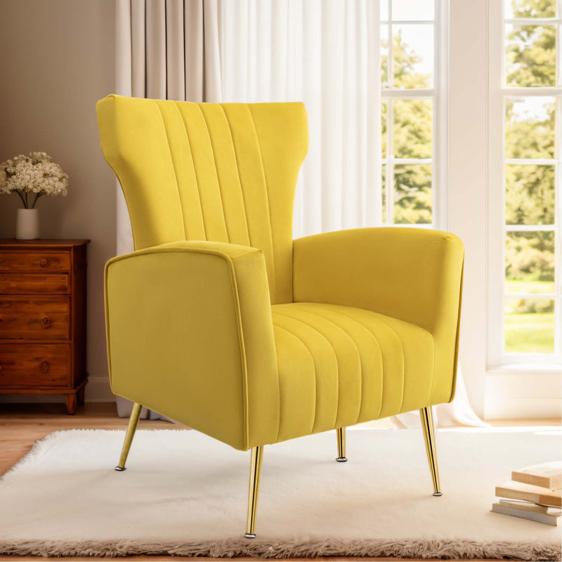 Chaise d'appoint en velours avec table