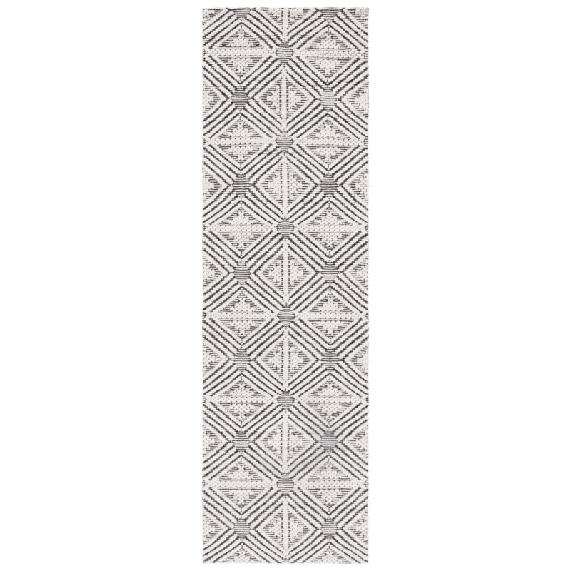 Ashaud Hand Loomed Wool And Cotton With Latex Geometric Rug, Runner 2'3" x 8'