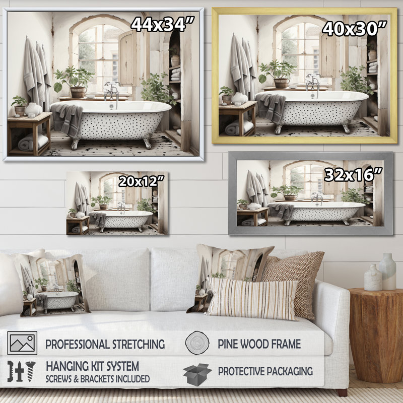 Impression sur toile Minimalisme Bath Of Serenity II - Laundry, H 12 po x l 20 po x P 1 po, Toile tendue