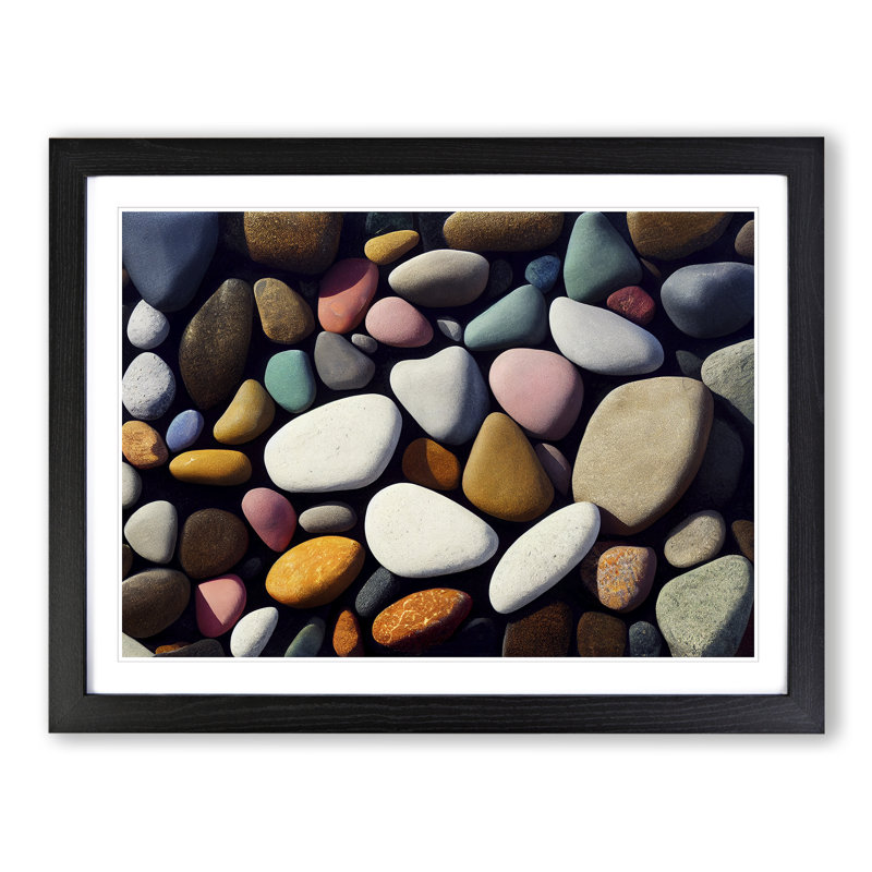 XH1022-6859X Pebbles By The River Vol.2 - Single Picture Frame Print, 46cm H x 64cm W x 2cm D, Black