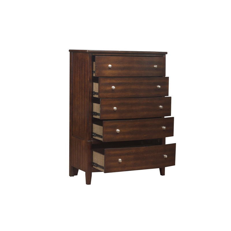 Commode 1Pc de 5 tiroirs en nickel satiné de style transitionnel pour chambre à coucher