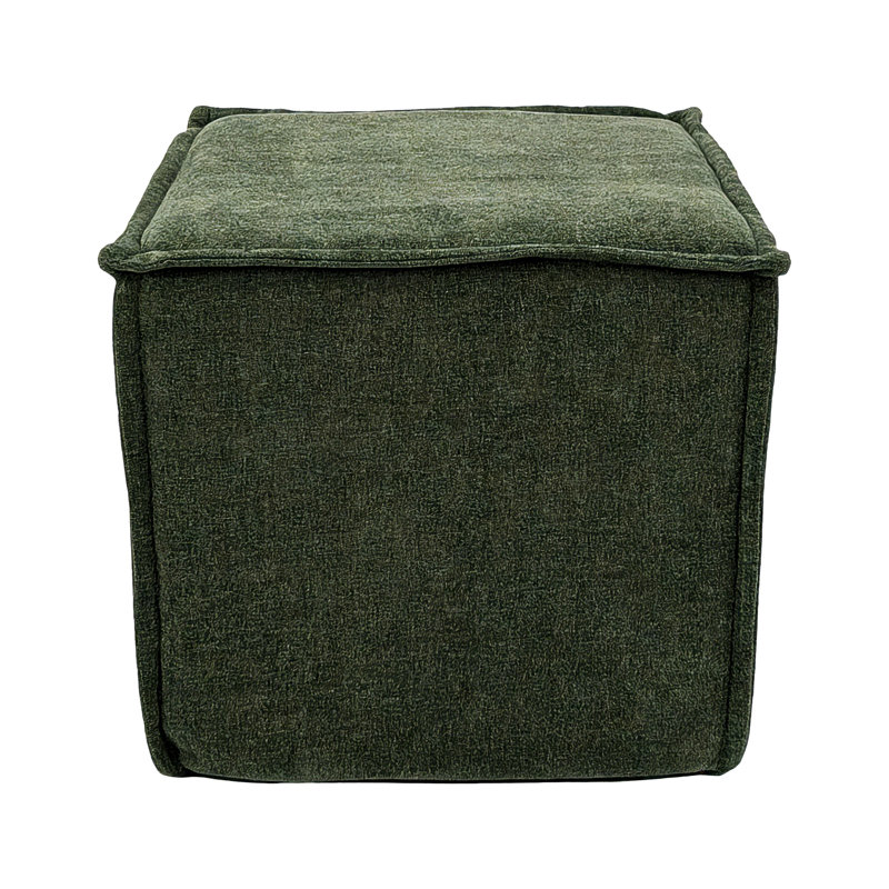 Hampton Square Pouf Ottoman - Clover Leaf Green, Clover Leaf Green