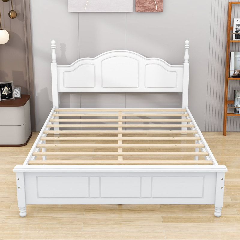 Brochan Wood Platform Bed with Headboard, Queen, White