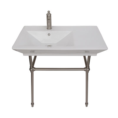 Barclay 19.38'' White Fireclay Rectangular Bathroom Sink with Overflow