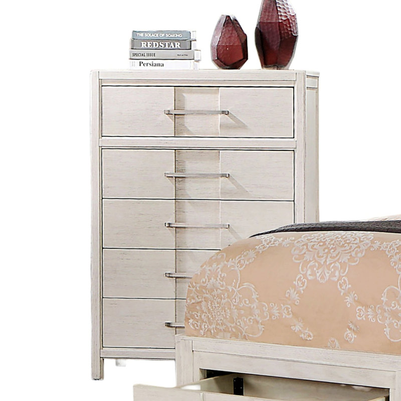 Simple Design Chest With Five Drawers, White