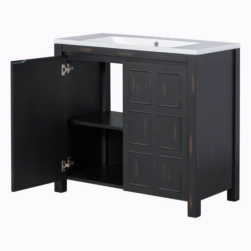 Meuble-lavabo simple 36 po avec plateau en céramique Bernadien