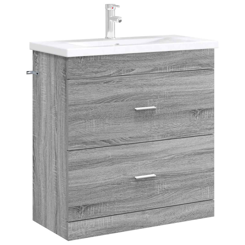 78.5cm Bathroom Vanity Base Only, Grey Sonoma
