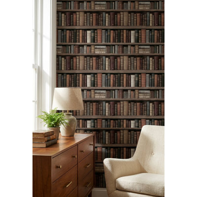 Bibliothèque murale, papier peint décoratif antique