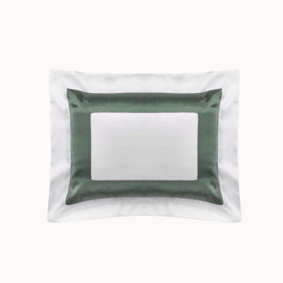 Silk Pillowcase Boudoir 30x40cm, 12"x16" Ebury White & Green Border
