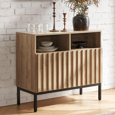 Industrial Fluted Storage Cabinet & Credenza – Oak