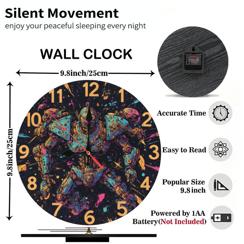 horloge robot mecha néon éclaboussures