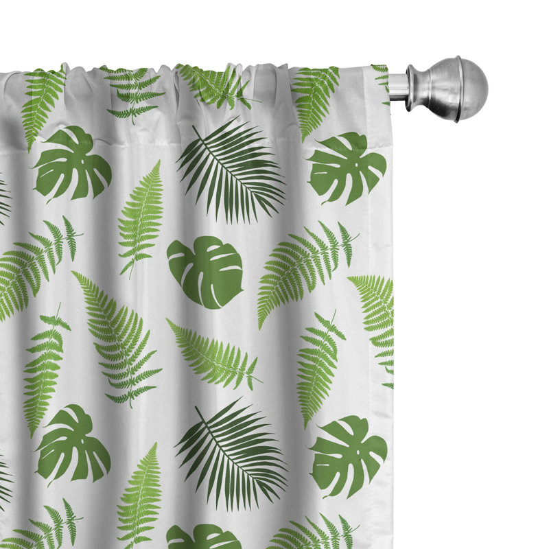 Jungle Leaves Floral Semi-Sheer Rod Pocket Curtain Panels, 28" x 63"