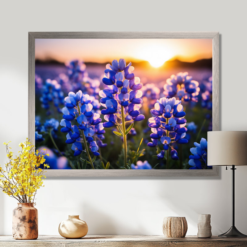 «Blue Bonnets Field Photo I», art sur toile Blue Bonnets, Cadre flottant doré, H 24 po x l 32 po x P 1 po