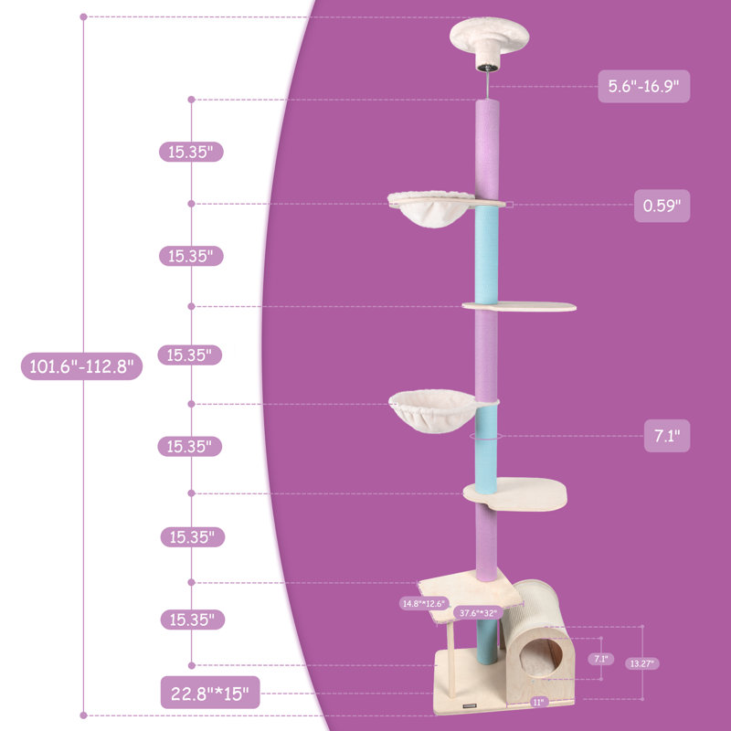 101.6"-112.8" Floor to Ceiling Cat Tree