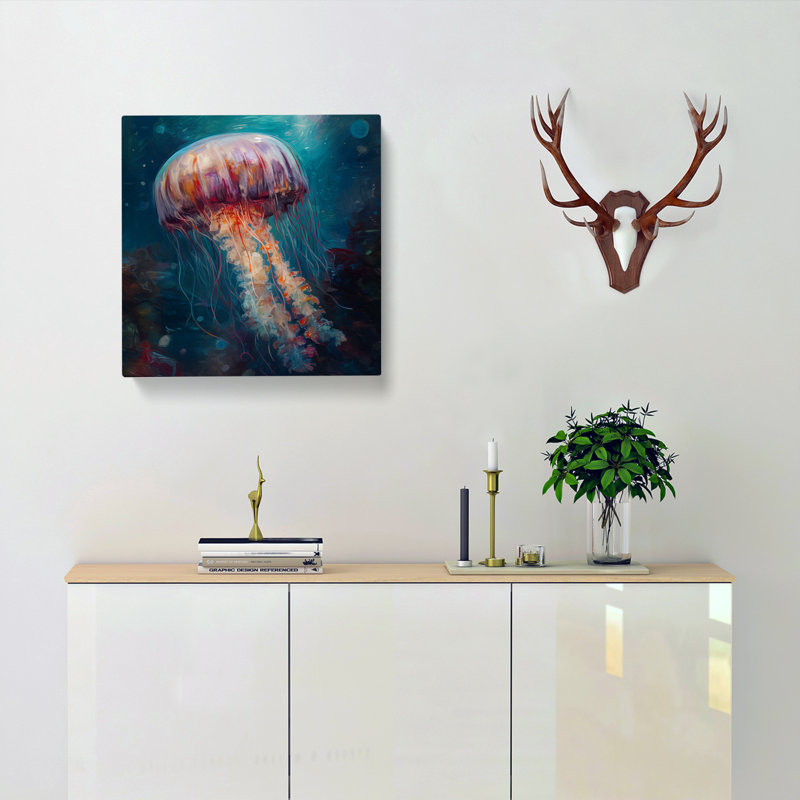 Jellyfish Post-Impressionism - Wrapped Canvas, 35cm H x 35cm W x 3cm D