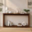 Console de canapé étroite en bois avec texture ondulée, idéale pour les entrées et derrière les canapés, durable et élégante