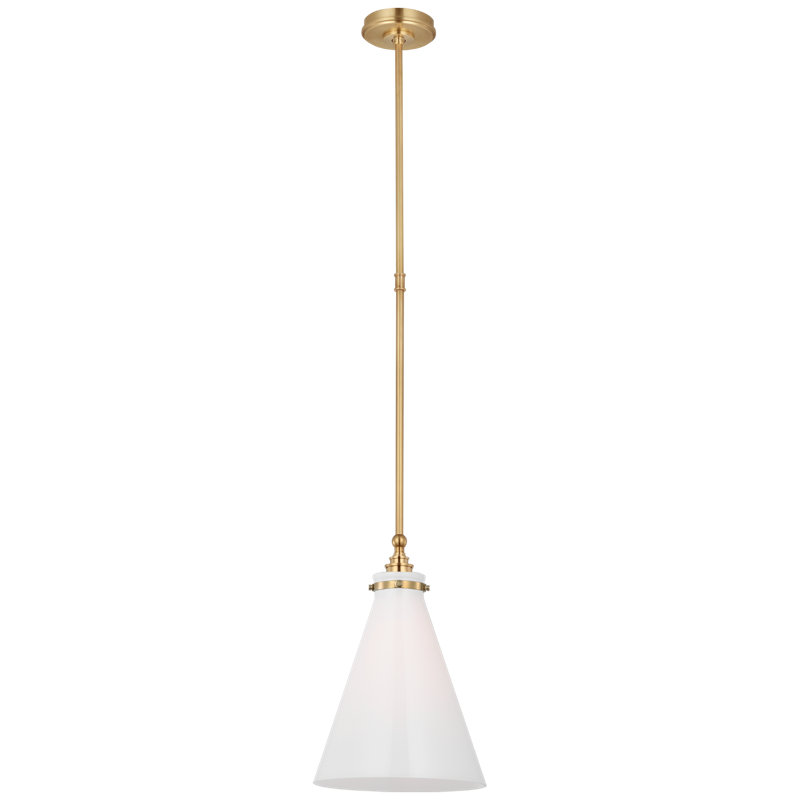 Parkington 1 - Light Pendant, Antique-Burnished Brass, White Glass, 15.5" H x 11" W x 11" D