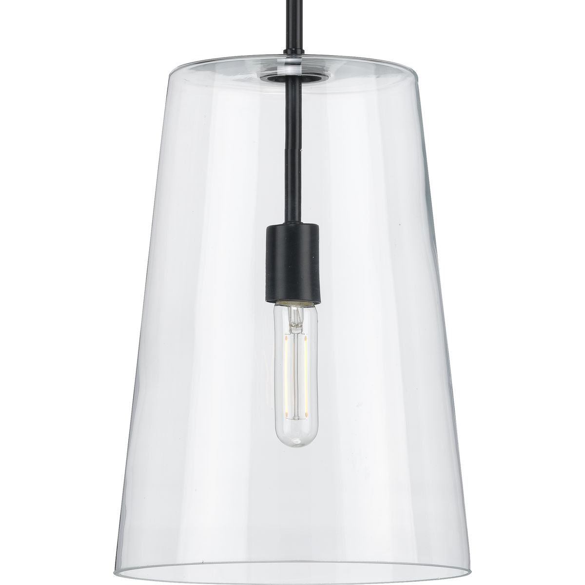 Selena Single Light Glass Dimmable Pendant, Black, 15.88" H x 10.5" W x 10.5" D