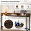 Console extra longue 70,9 po avec prises de courant et ports USB, table de canapé étroite derrière le canapé, table de bar de hall d'entrée industrielle avec station de charge pour le salon, couloir, brun rustique
