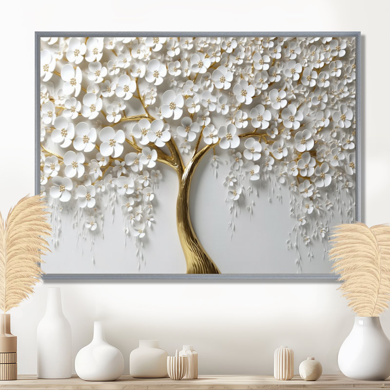 «White Orchid Tree Garden Of Branches III», reproduction d'art sur toile florale (sans texture), H 12 po x l 20 po