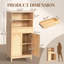 Armoire de rangement en chêne 1 tiroir 2 portes 4 niveaux avec surface en rotin
