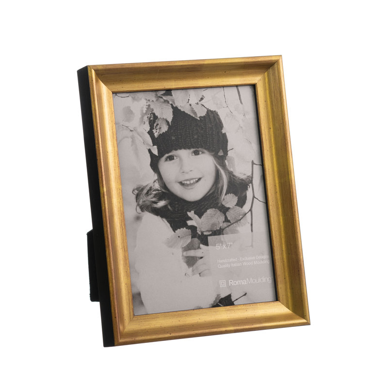 Cadre photo simple en bois doré, Or, 4 po x 6 po