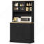 Armoire de cuisine 71 po avec tiroirs et tablettes ouvertes noires modernes 71 po - Centre de rangement pour café ou micro-ondes-1802624699