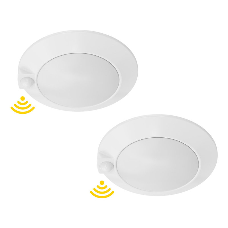 LED Flush Mount Disk light with motion sensor, 10, 1.22" H X 6.81" W X 6.81" D