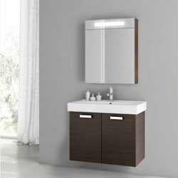 Cubical 2 29.7'' Single Bathroom Vanity with Ceramic Top, Wenge
